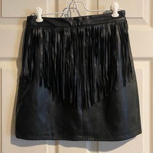Pleather Fringe Skirt